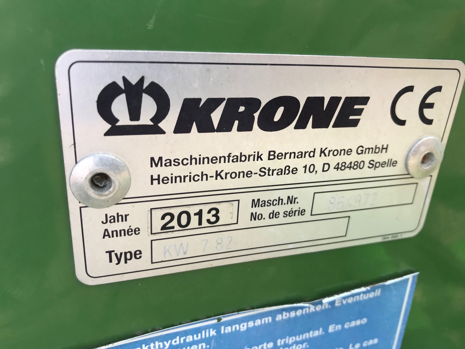 2013 Krone KW 7.82/6x7 Tedder - Image 4 of 4