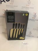 Black & Gold 5 Piece Knife Set with Stand