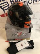 Soxon ST-666 Deluxe Night Full-Face Motorcycle Helmet, XL
