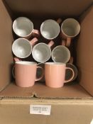 Pink Coffee Mugs, Set of 11