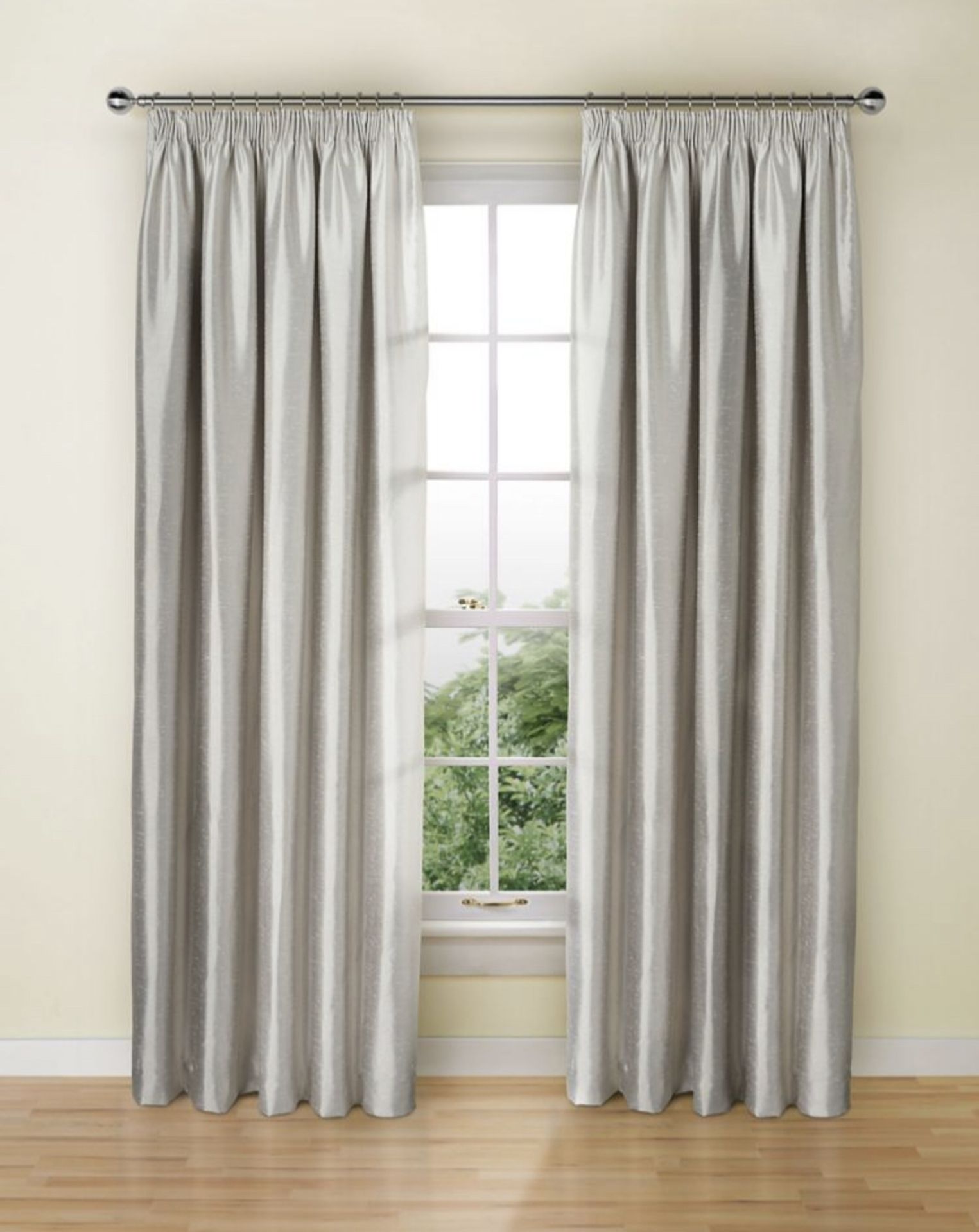 Blackout Lined Faux Silk Pencil Pleat Curtains