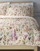 Watercolour Floral Print Cotton Sateen Bedding Set, King Size