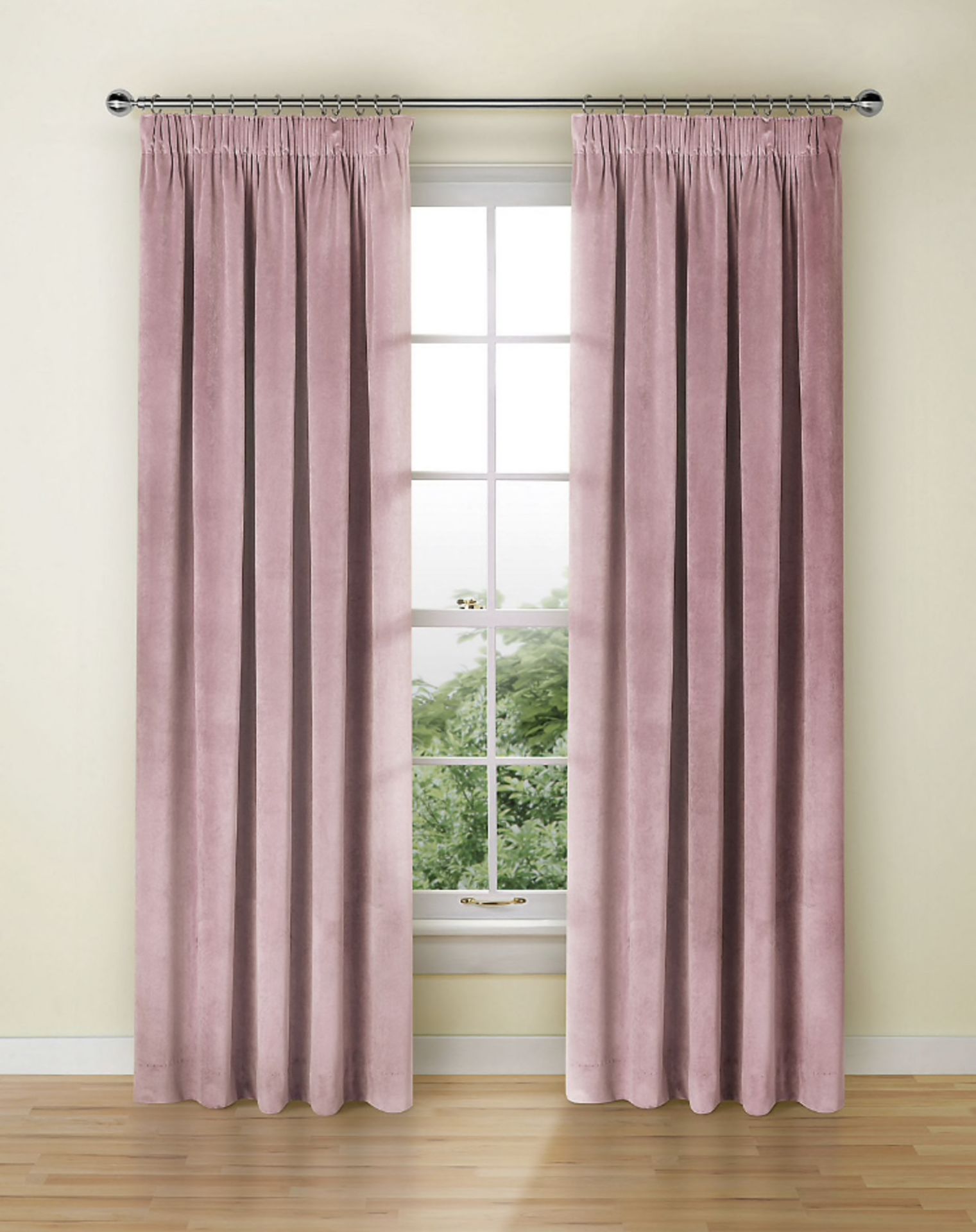 Velvet Pencil Pleat Dusky Pink Curtains