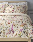 Pure Cotton Sateen Watercolour Floral Print Bedding Set, Single