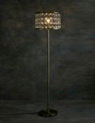 Leah Cylinder Antique Brass Floor Lamp with Clear Crystal Shade RRP £249