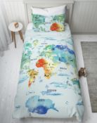 Cotton Rich Map of the World Reversible Bedding Set, Double