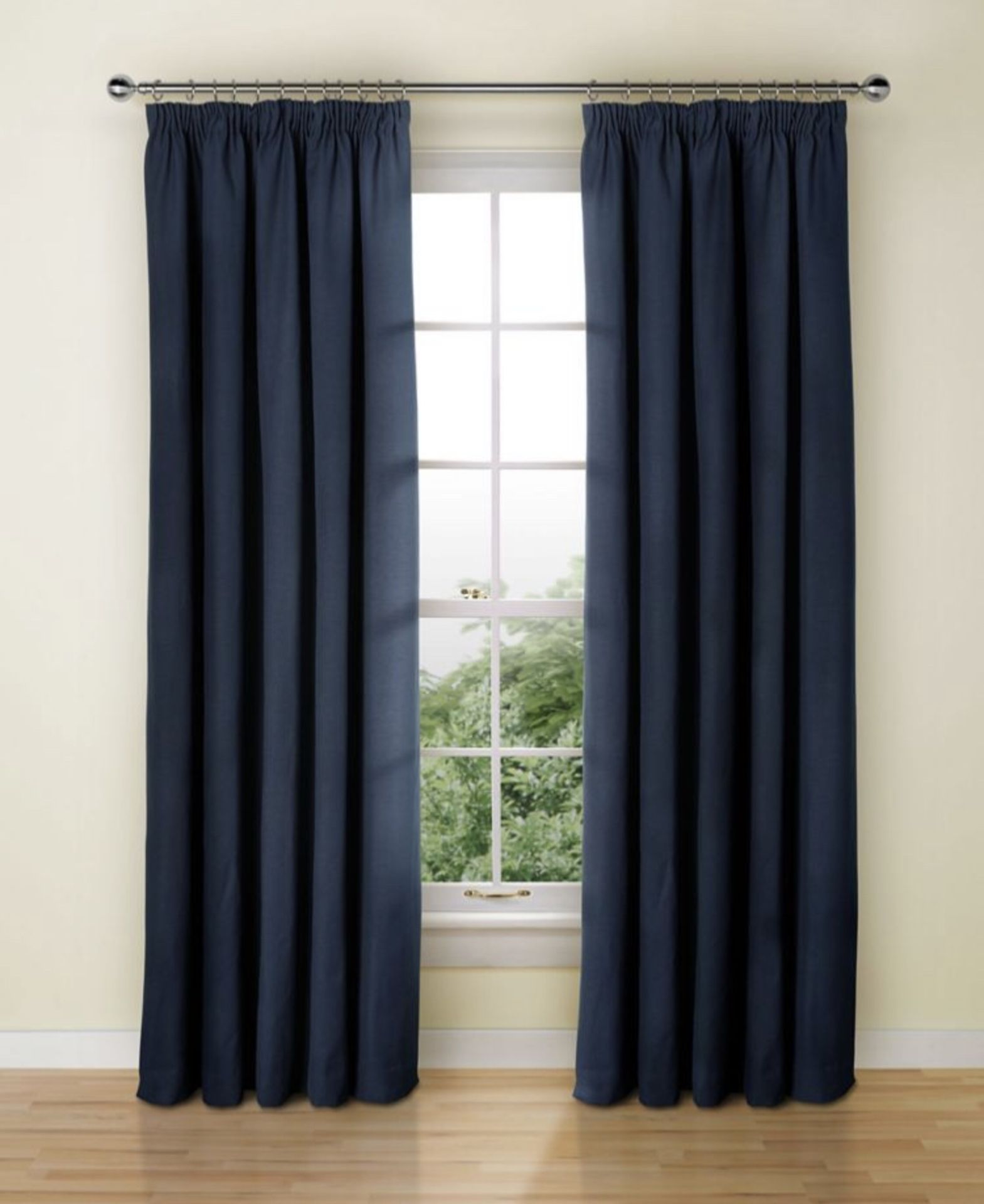 Blackout & Thermal Lined Plain Cotton Pencil Pleat Curtains