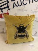 Velvet Embroidered Bee Cushion