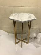 glamorous Marble Hexagonal Side Table (chipped, see image) RRP £149