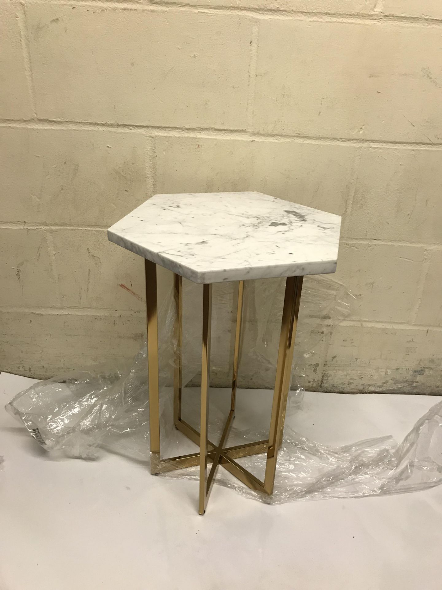Glamorous Marble Hexagonal Side Table RRP £149