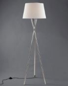Alexa Floor Lamp Chrome Metal Tripod Floor Lamp with Tapered Shade RRP £99