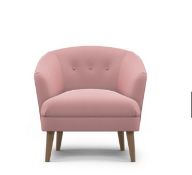 Loft Benni Luxury Armchair Savio Velvet Dusty Pink, (missing legs, see image) RRP £179