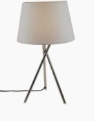 Alexa Table Lamp Chrome Metal Tripod Table Lamp with Tapered Shade