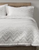 Chevron Stripe Textured Pure Cotton Printed Bedding Set, Super King RRP £59