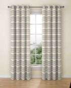 Lined Geometric Chenille Curtains Eyelet RRP £119