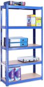150cm x 75cm x 30cm, Blue 5 Tier 875KG Capacity Garage Shed Storage Shelving Unit
