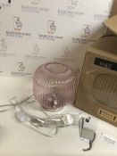Ribbed Glass Table Lamp Pink