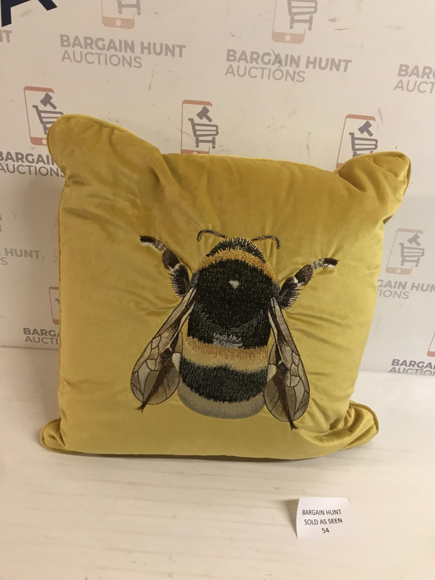 Velvet Embroidered Bee Cushion