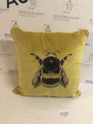 Velvet Embroidered Bee Cushion