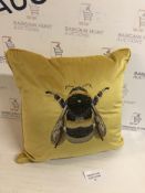 Velvet Embroidered Bee Cushion