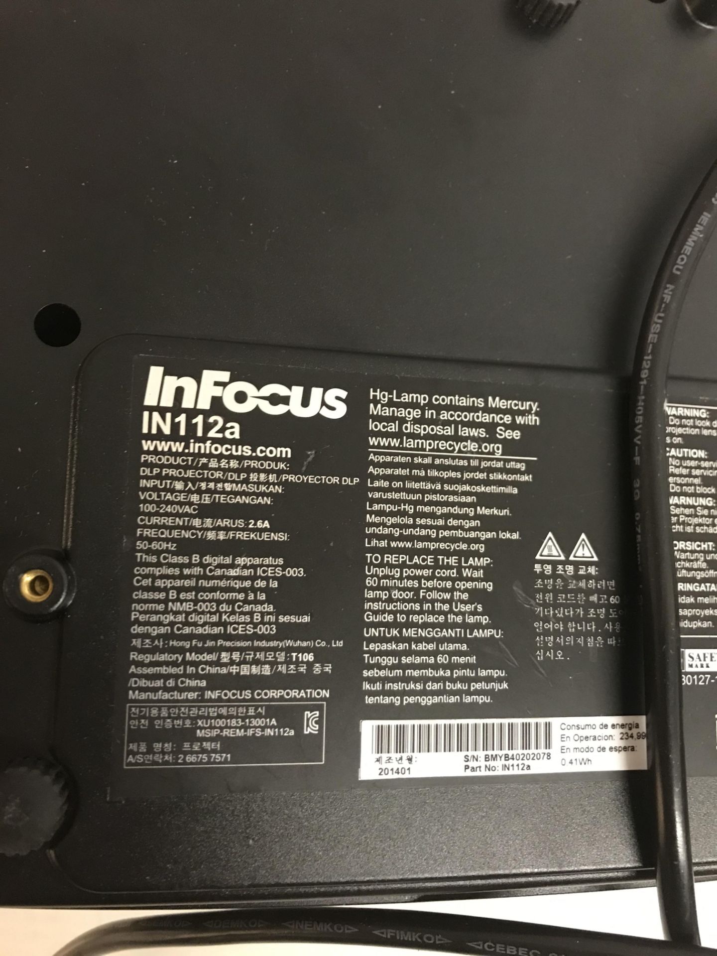 Infocus IN112a DLP Projector - Image 3 of 3