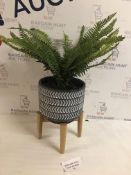 Artificial Plant Pot on Legs (1 leg missing, see image)