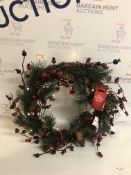 Light Up Red Berry & Pine Cone Wreath