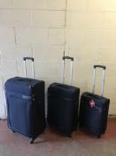 Set of 3 Luggage - 4 Wheel Soft Suitcases With Security Zip RRP £259