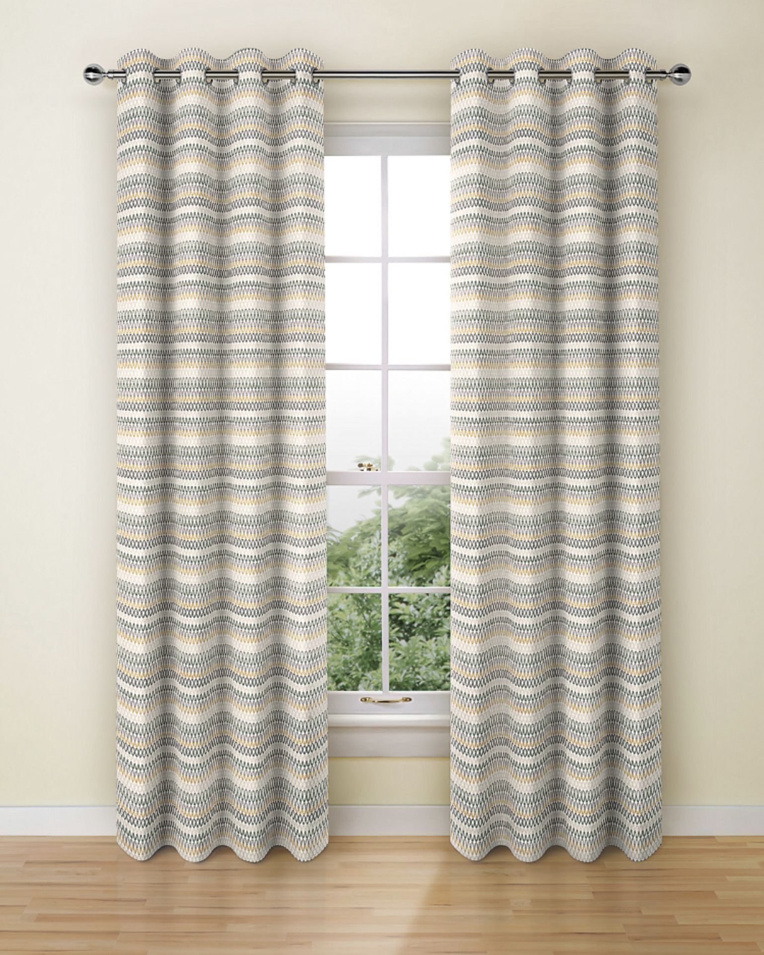 Lined Chenille Geometric Eyelet Curtains RRP £119
