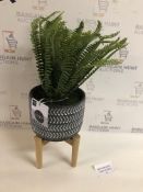 Artificial Boston Fern Planter with Stand