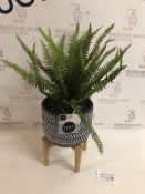 Artificial Boston Fern Planter with Stand