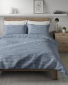 Pure Brushed Cotton Jersey Striped Bedding Set, Double RRP £39.50