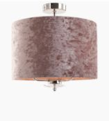 Luxury Velvet Shade Flush Ceiling Light, Pink RRP £75