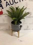 Artificial Boston Fern Planter with Stand (stand missing 1 leg, see image)