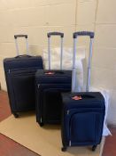 4 Wheel Ultralight Soft Suitcase 3 Piece Luggage Set RRP £259
