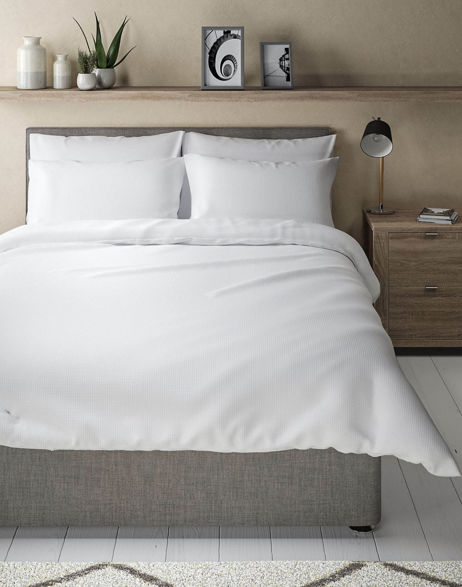 Pure Cotton Waffle Textured Bedding Set, King Size RRP £69