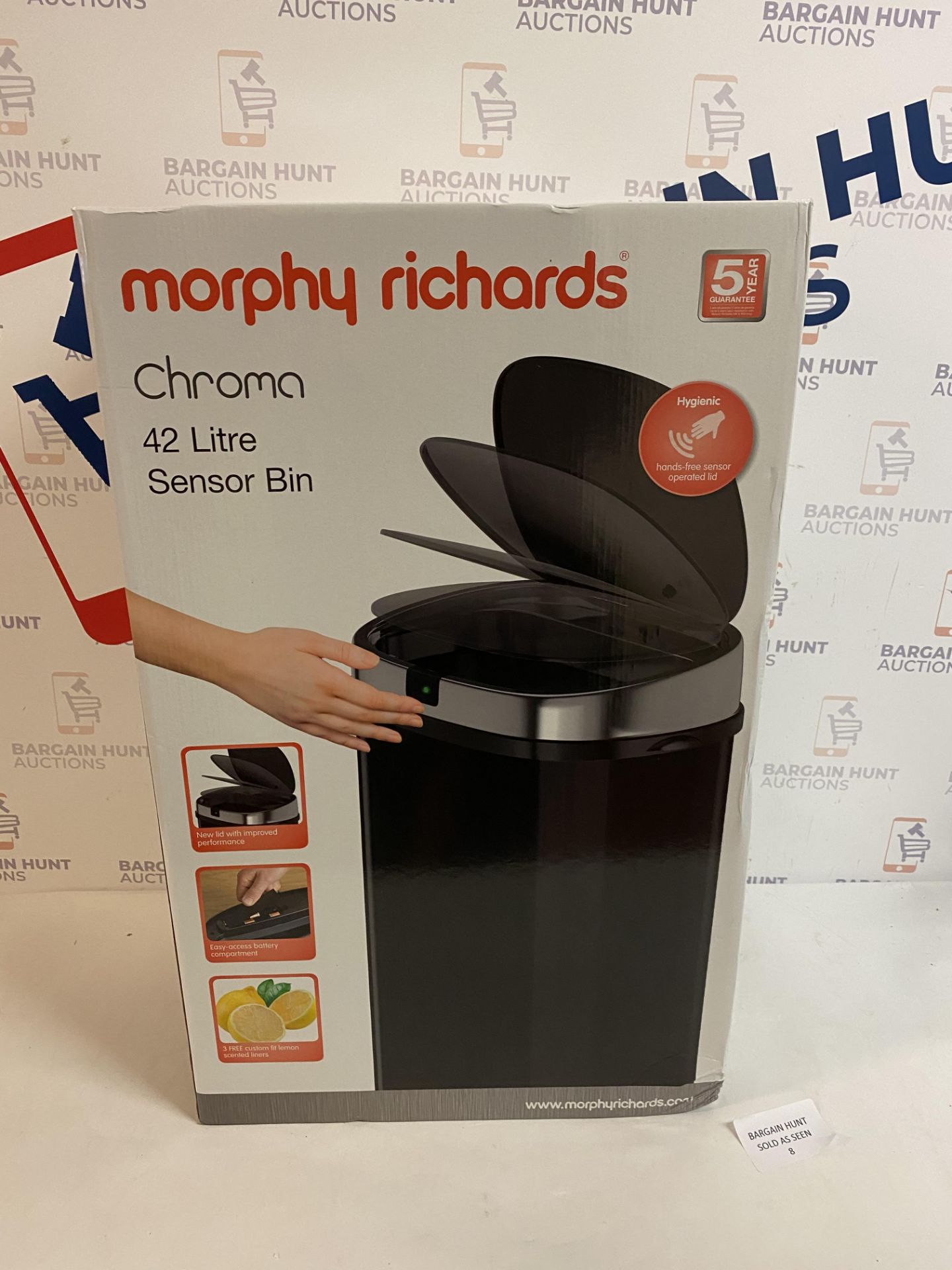 Morphy Richards Chroma Square Sensor Bin with Infrared Technology, Black, 42 Litre RRP £50