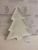 White Ceramic Christmas Tree Platter