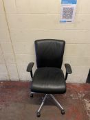 Orangebox Black Leather Office Chair (small rip, see image)