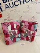 Brand New Set of 2 Hearts By Tiana Offical Pink Fleece Throw/Blanket