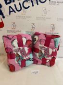 Brand New Set of 2 Hearts By Tiana Offical Pink Fleece Throw/Blanket