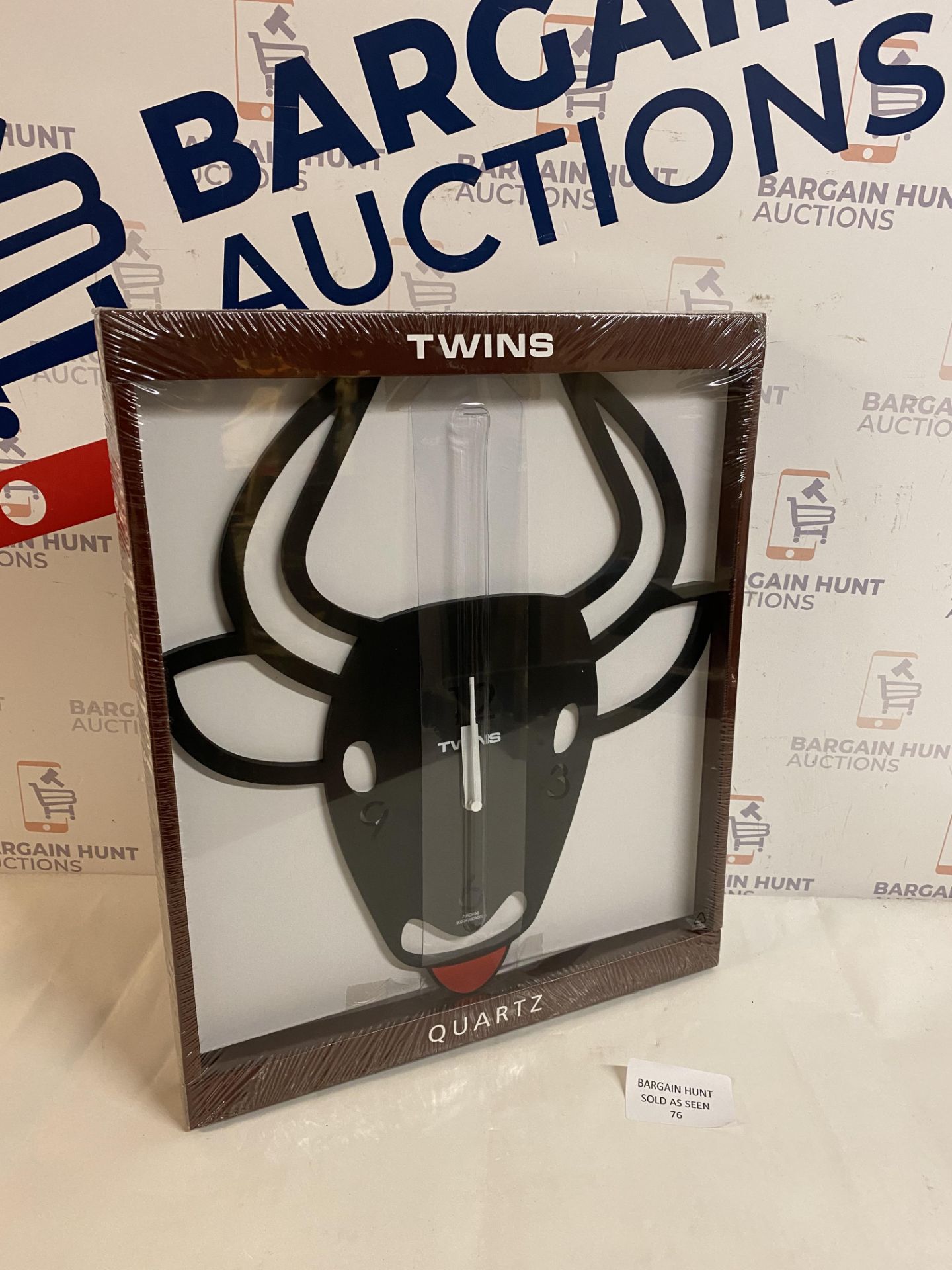 Brand New Twins Black Cow Quartz Wall Clock