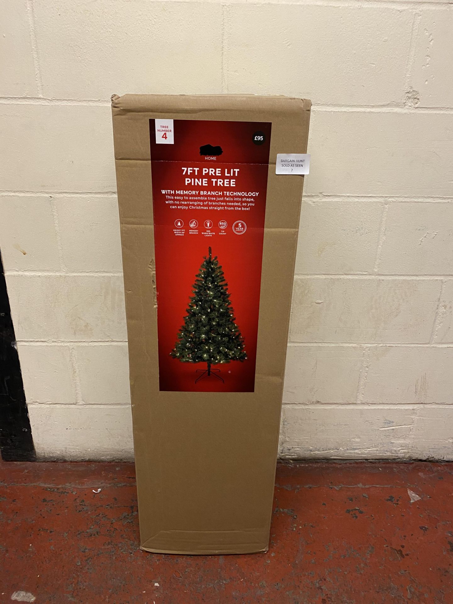 7ft Pre Lit Pine Christmas Tree RRP £95 - Image 2 of 2