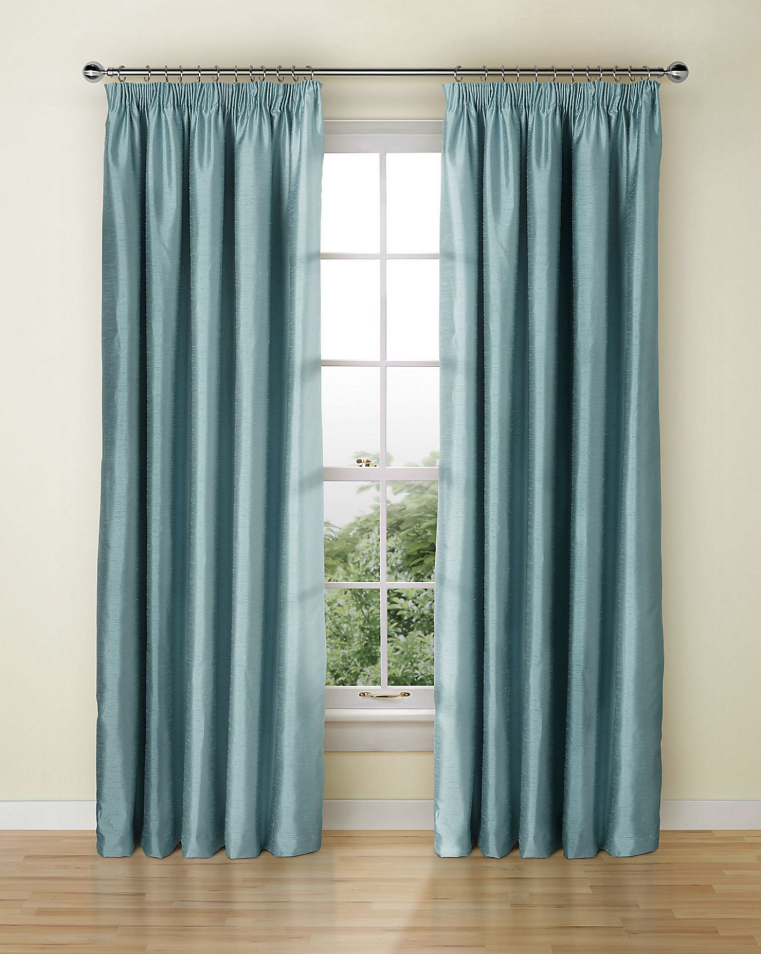 Blackout Lined Textured Faux Silk Pencil Pleat Curtains RRP £89