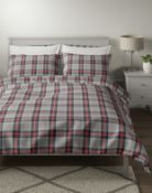 Pure Brushed Cotton Checked Bedding Set, King Size RRP £49.50