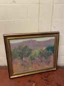 Large Vintage Oil Painting, Almond Trees