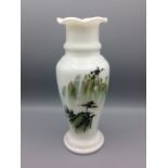 Set of 12 hand painted glass vases 23cm tall