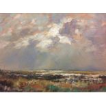 Signed Robertson Oil on board of marsh land scene, (37 x 24)cm