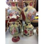 Pair of Royal Vienna vases a/f, plus Royal Palermo vase a/f plus one other