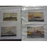 Collection of 50+ vintage postcards mostly relating to military boats